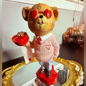 Bella Lux Teddy Bear Figurine Pink Sweater Heart Sunglasses NWT
